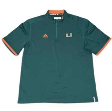 Miami Hurricanes Adidas Green Climalite Performance 1/4 Zip SS Shirt Large NEW!!