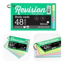 Listing image for 2 x Study Cards on Keyring 4x2" Exam Revision (50x100mm) Flash Cards Mocks GCSE