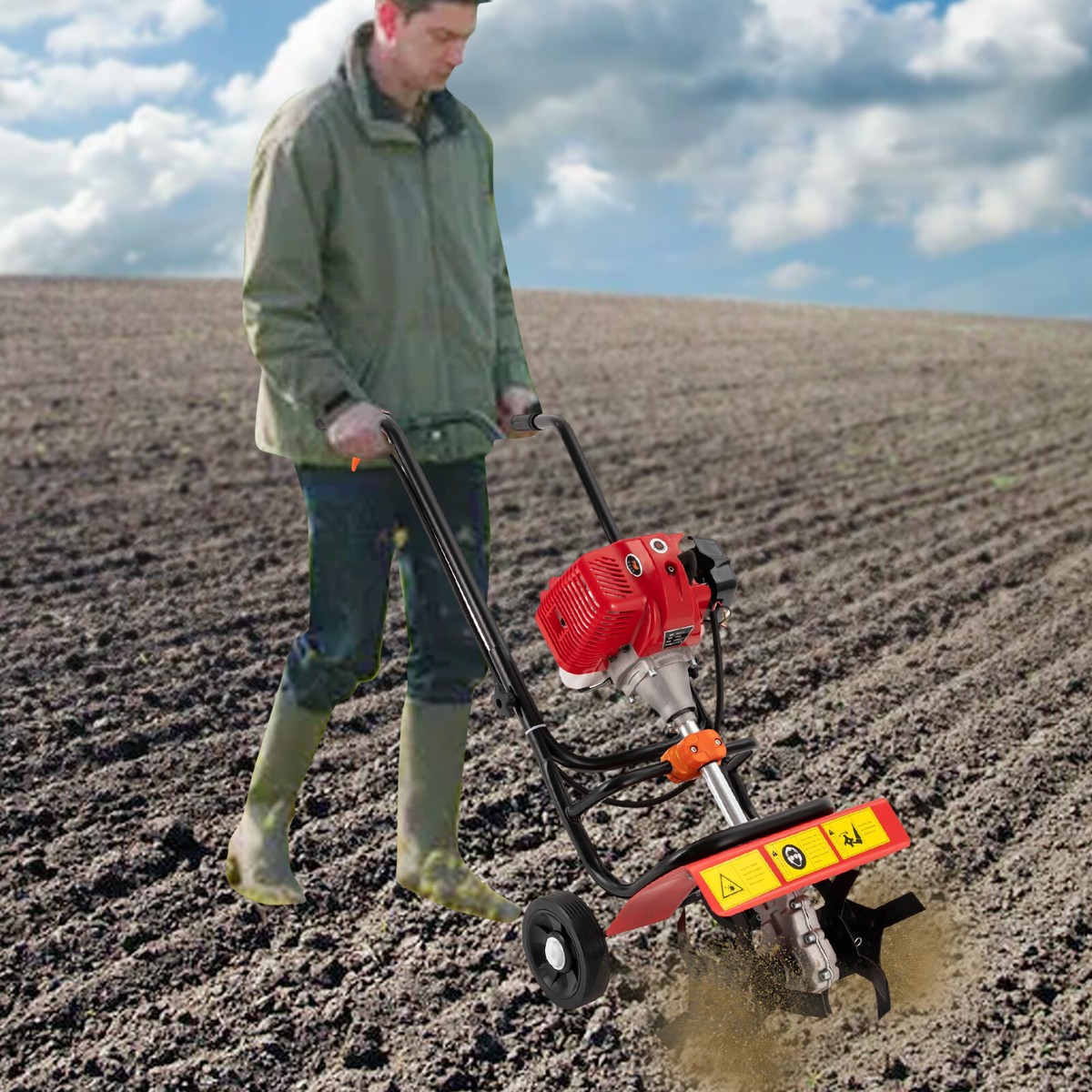 2 Stroke Gas Tiller Cultivator Hand-pull Recoil Garden Farm