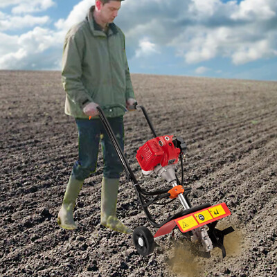 2 Stroke Gas Tiller Cultivator Hand-pull Recoil Garden Farm Tilling Tool 1900W