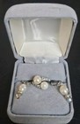 Pearl Diamond Bypass 14k White Gold  Ring, Sz 2, , 925 Silver Pearl Earrings  — photo 1