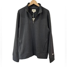 Pact men's French Terry Quarter Zip sweatshirt L charcoal grey cotton NWT