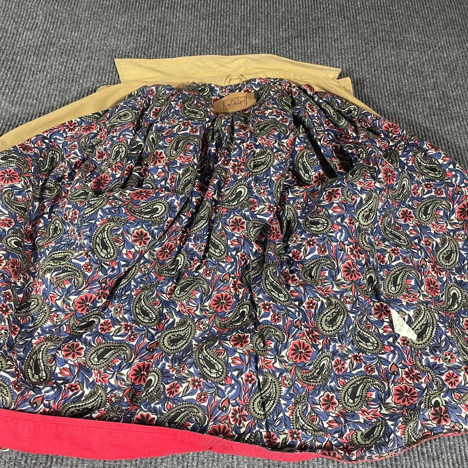 Chaqueta Woolrich De Colección Para Mujer Grande Roja Granero Tareas Abrigo Floral Forro Lona Exterior Foto 2 de 4