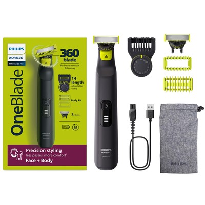 Philips Norelco OneBlade Pro 360 Face + Body Electric Shaver Beard Trimmer an...