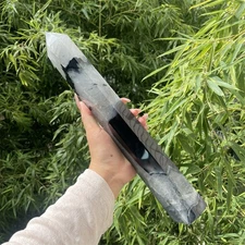 3.5LB 14" Black Sardonyx Agate Obelisk Tower Quartz Reiki Healing Energy Decor