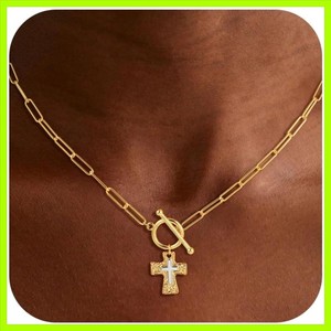 Authentic Beautiful Gold Plated Women's Cross Necklace - Perfect for Any Occasion