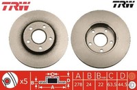 2X Bremsscheibe TRW DF4277 2 Bremsscheiben Vorderachse Vorne FüR Ford