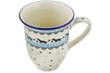 Polish Pottery Bistro Mug 17oz - Dachshund Pattern