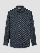 Bugatchi Men's Alvin Woven Shaped LS Sport Shirt Navy M XL NWT Retail 199