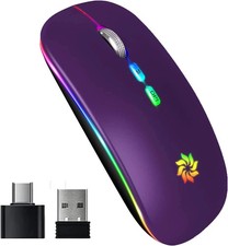 KBCASE Wireless Mouse, LED Mouse for Dark Purple with Backlit