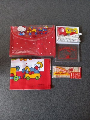VINTAGE HELLO KITTY NÄHSET / SEWING SET + TASCHENTUCH SANRIO 1976
