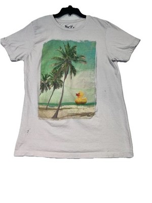 Univibe Graphic T Shirt Men Medium Palm Tree Rubber Duck Beach Tropical Tee