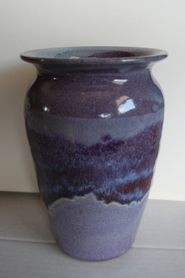 Bruning Pottery Vase Purple Multi Color Drip Glaze Seattle - 6.5'' H