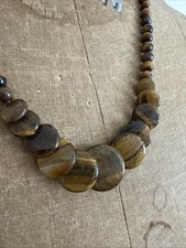 Vtg Tiger  s Eye Necklace  Adjustable 20-23  