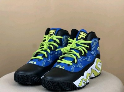 Fila MB Sneakers Mens Size 8.5 Blue Neon Green Laces Mid Top