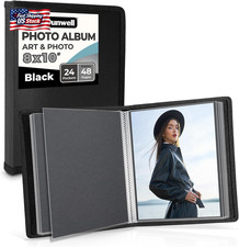 Dunwell 8X10 Photo Album Art Portfolio Book, 24 Sleeves, Black