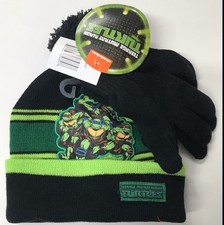 Beanie Cap - Teenage Mutant Ninja Turtles TMNT Black Group w/Glove Hat Set NEW