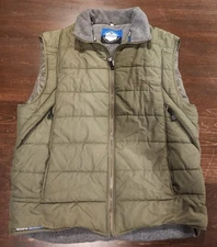 Vintage Fresh Jive Quilted Vest Men's L Olive Green Fleece Lined