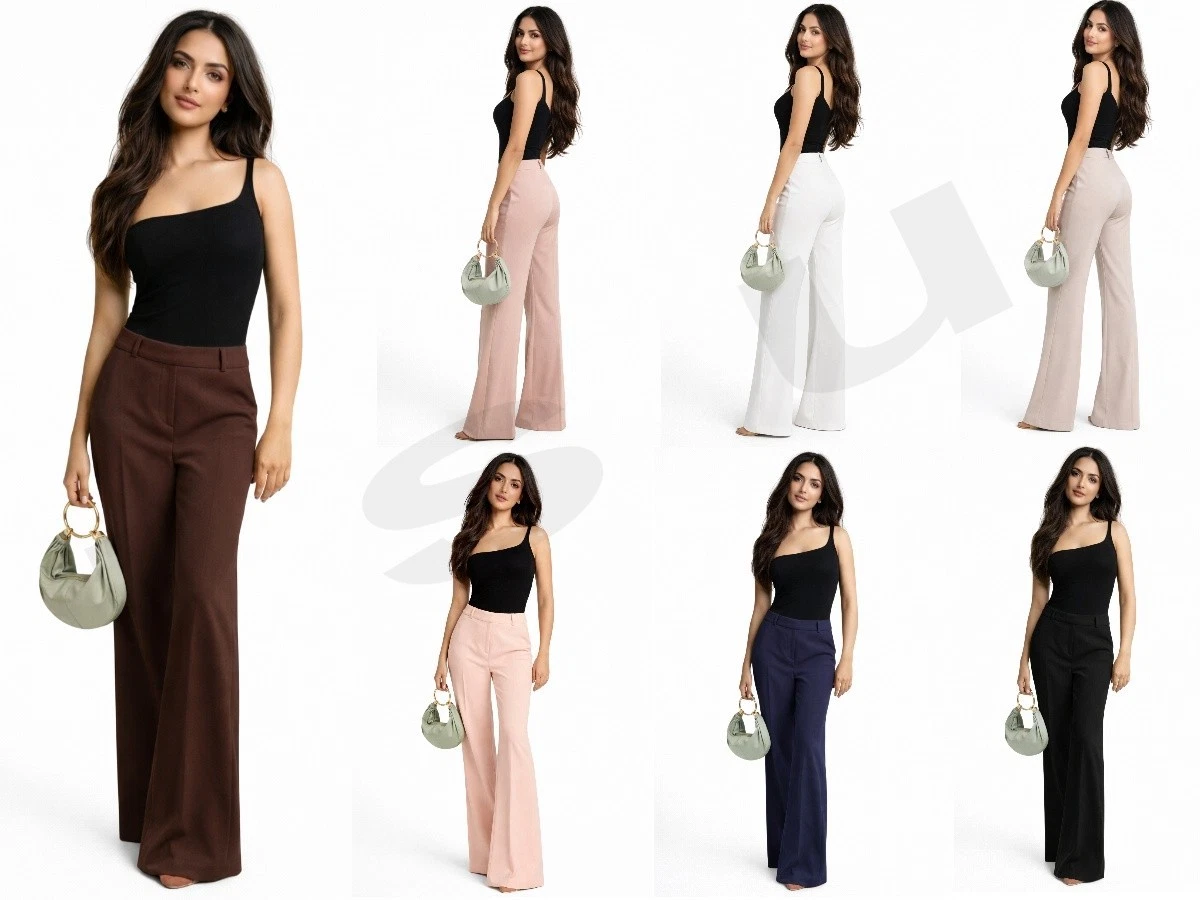 Women’s Wide Leg Office Trousers Stretchy Straight Leg High Waist Formal Pants
Opens in a new window