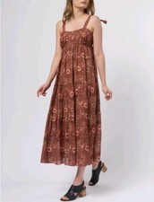 Ulla Johnson Cordelia Midi Dress 2 Rosebud Boho Babydoll Cotton Smock Strappy 
