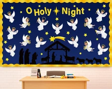 Nativity Scene Bulletin Board Set - Religious Classroom Decoration Cutouts