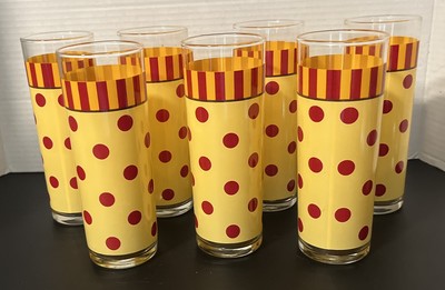 Gail Pittman Southern Living  Sienna  Polka Dots & Stripes High 6 3/4  Set Of 8