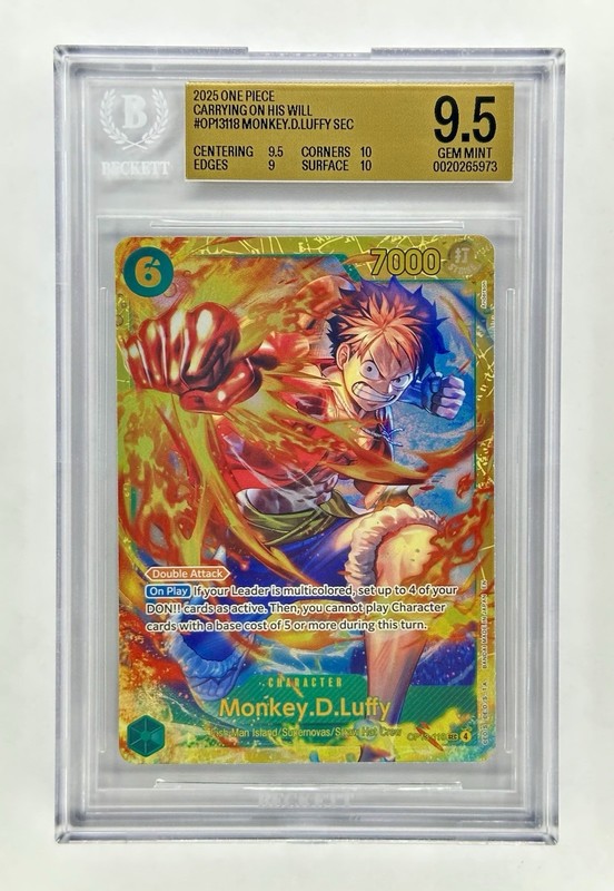 Bandai One Piece Card Game Monkey D. Luffy OP13-118 SEC Secret Rare Foil BGS 9.5