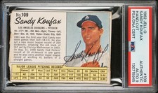 1962 Jell-O - Sandy Koufax - Auto Signed #109 Dodgers PSA Authentic DNA 9