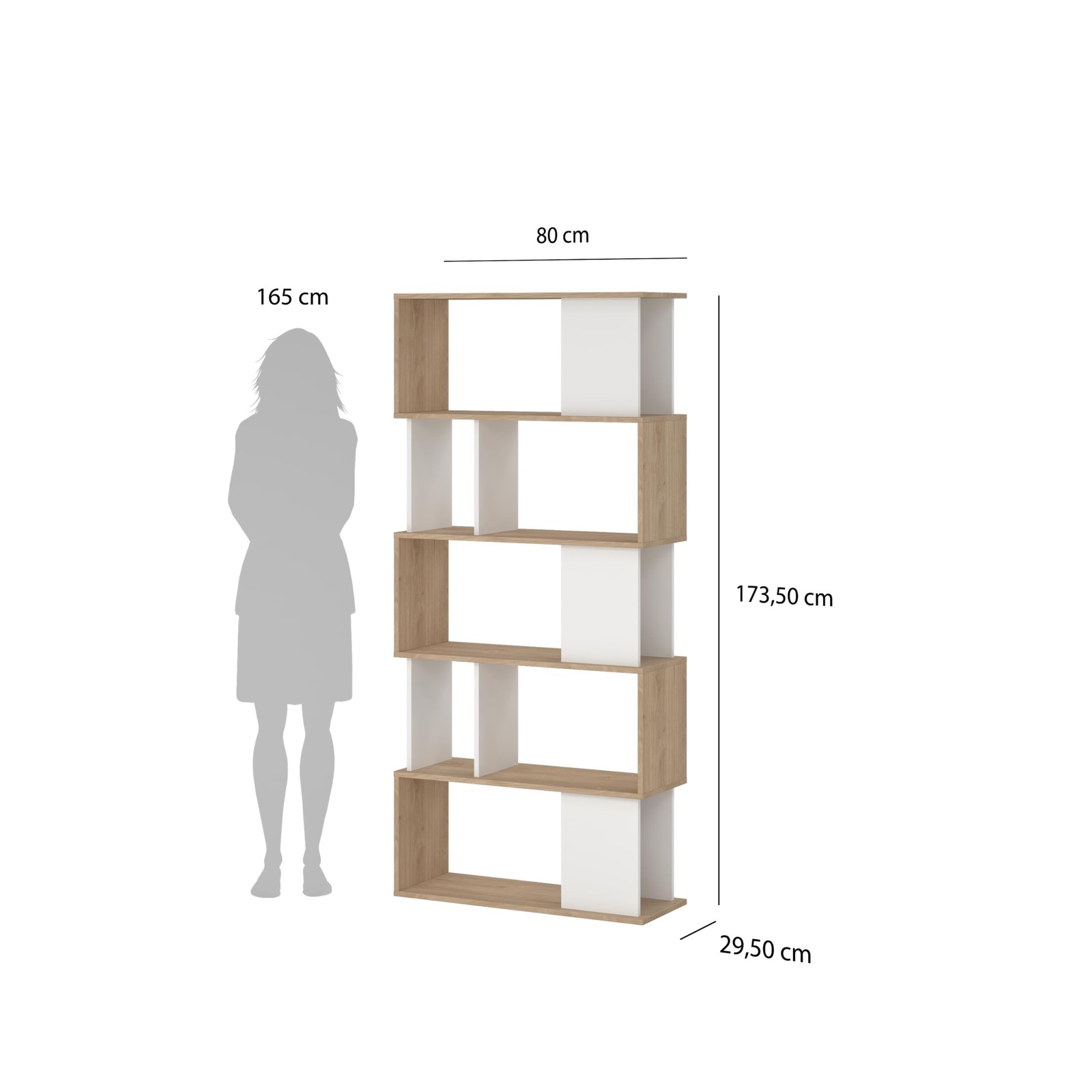 Tvilum Maze 7-Shelf Modern Bookcase & Room Divider - Mid-Century Design