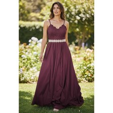 Celebrate DB Studio Maxi Dress Womens 8 Wine Burgundy Davids Bridal Formal Gown