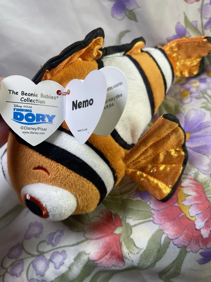 Ty Beanie Babies Disney SPARKLE NEMO 6" Beanbag Plush Stuffed Toy - Image 4 of 4