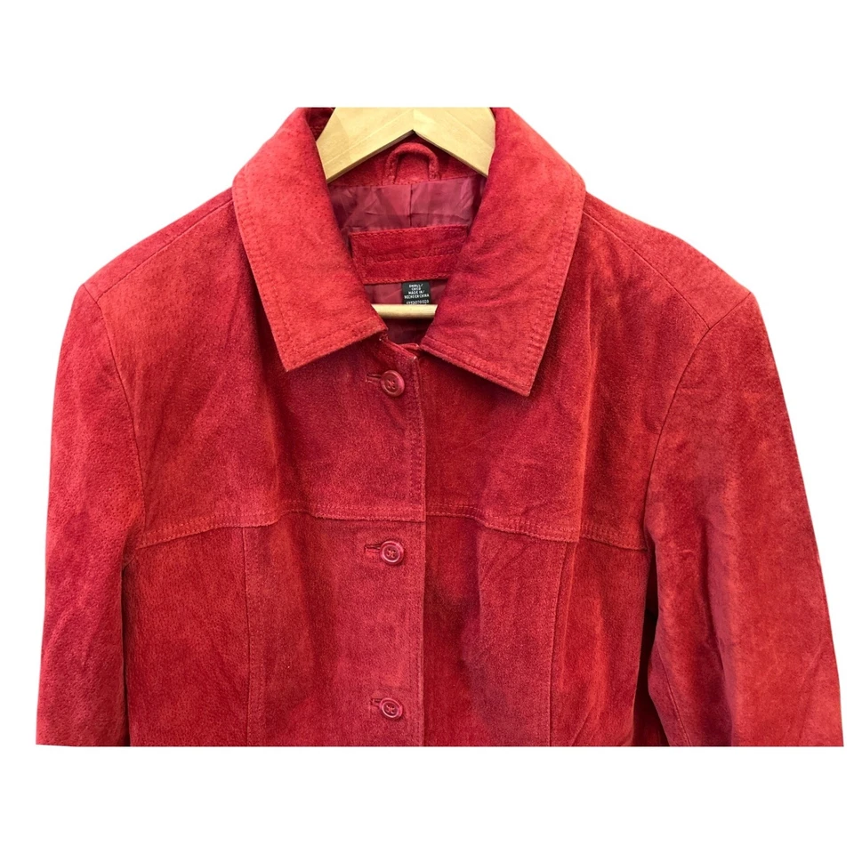 Jaclyn Smith Red Real Suede Button Jacket Small Y2K Retro Western Fall Western - Image 2 of 4