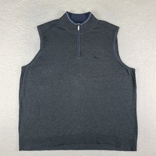Tommy Bahama Sweater Vest Mens 2XL XXL Dark Gray Quarter Zip Sweatshirt