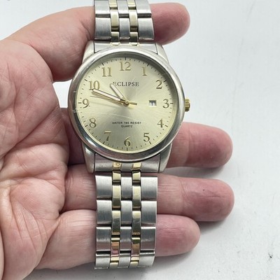 ECLIPSE Watch Mens Two-Tone Quartz Date Water Resistant Japan Movement