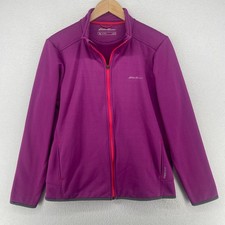EDDIE BAUER Jacket Womens L FreeHeat Plush Fleece Lined Full Zip Purple