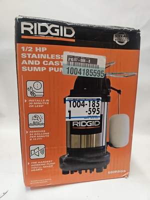 #ad RIDGID 500RSDS 1 2 HP Stainless Steel amp; Cast Iron Dual Suction Sump Pump OpenBox $180.00
