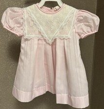 Vintage 80 s Dorissa II Toddler Girls Short Sleeve Dress Pink w/ Lace Collar 2T