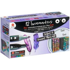 Decotime 12 Twinmarkers With Storage Tray Professional Quality Two Tip Markers