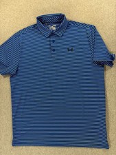 Under Armour Heatgear Short Sleeve Striped Polo Shirt Men's XL Blue