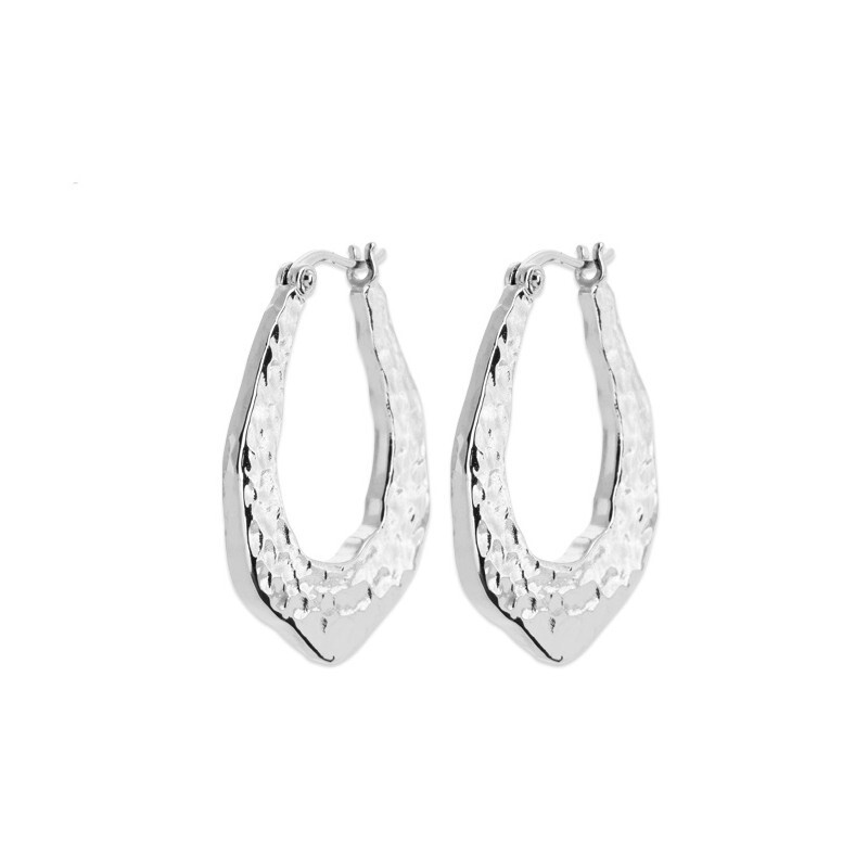 Créoles ovale martelé argent 925 rhodié idée cadeau sans nickel