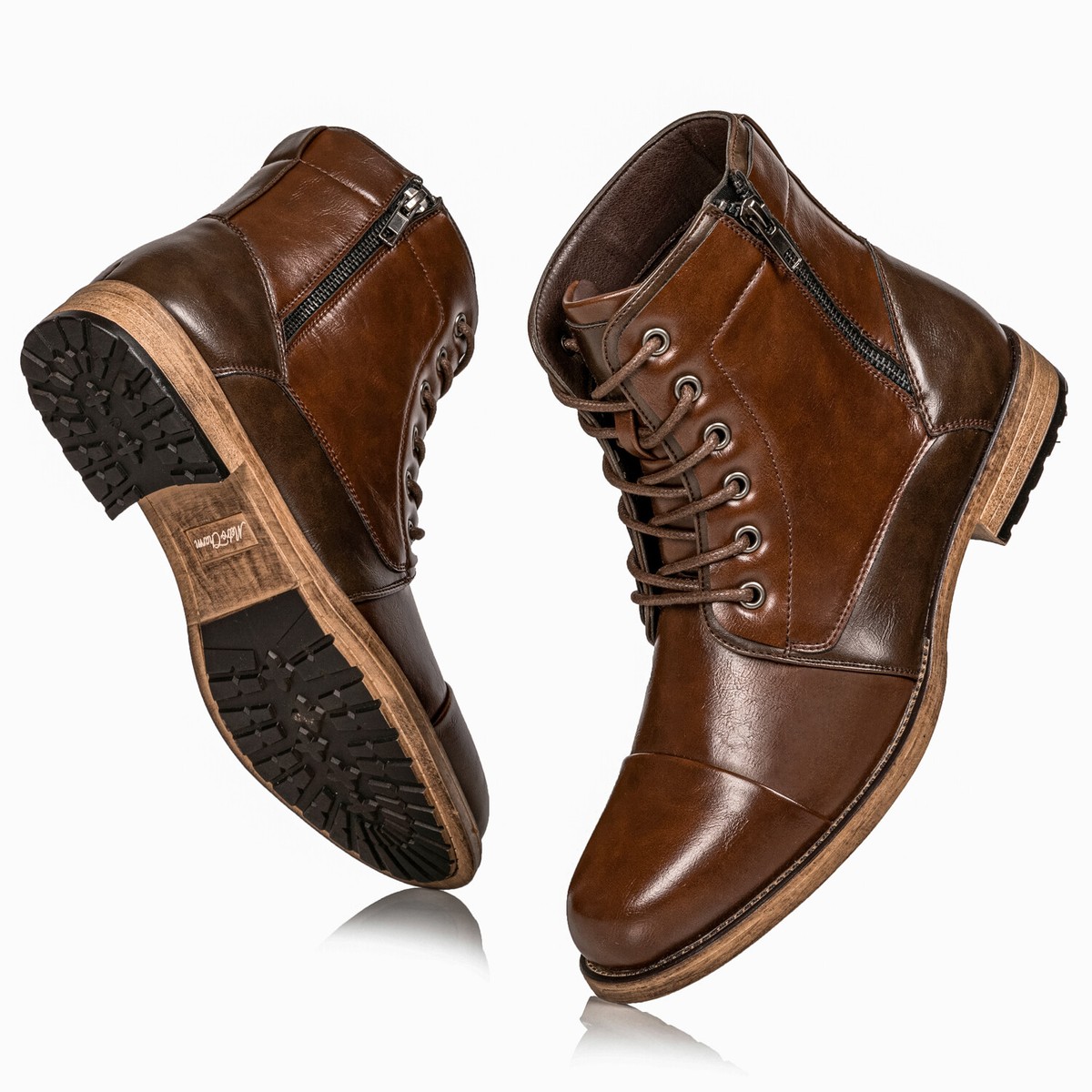 Brown Men's Lace Up Cap Toe Fashion Casual Dress Boot