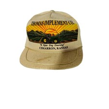 Vintage JOHN DEERE Dealership Hat! Thomas Implement Co. Kansas Cap Ag Farm