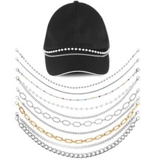 9 Pcs Trucker Hat Chains Charms DIY Pearl Metal Chains Mesh Baseball Hat Top