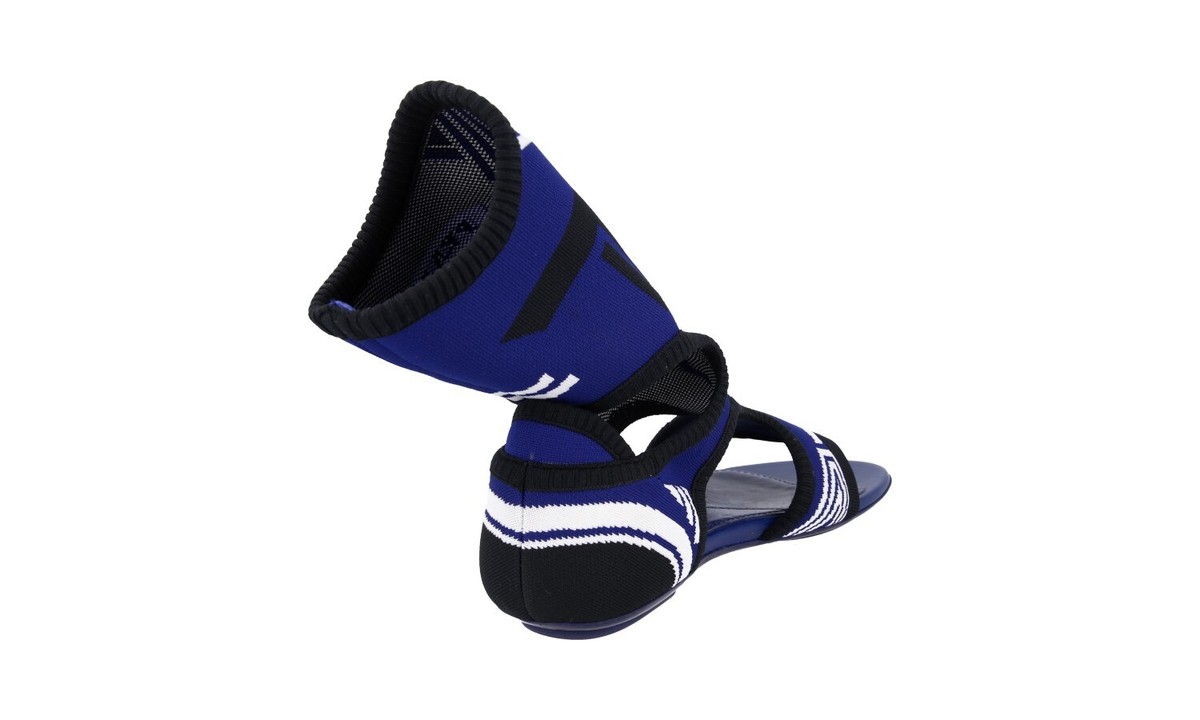 LUXURY PRADA SANDALS SHOES 1Y444L BLUE KNIT NEW US 6 EU 36