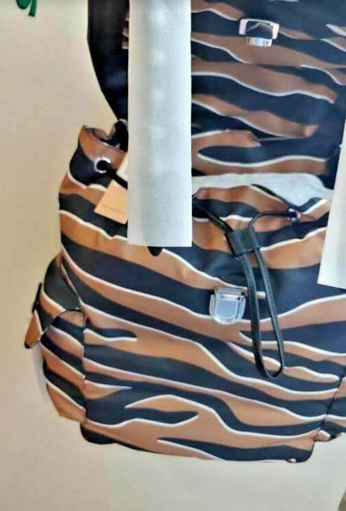 Rebecca Minkoff Bowie Nylon /Leather Backpack Bag Zebra Silver Hardwr
