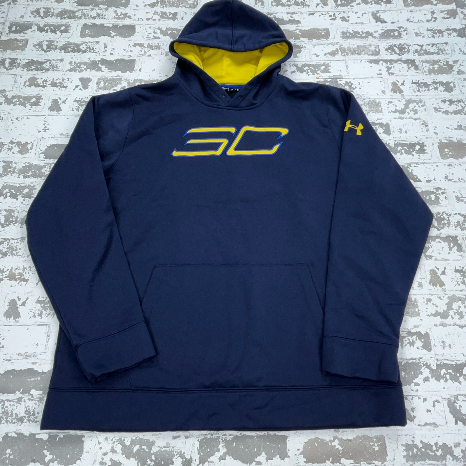 Under Armour Hoodie Men XXL 2XL Blue Yellow Sweatshirt Sweater