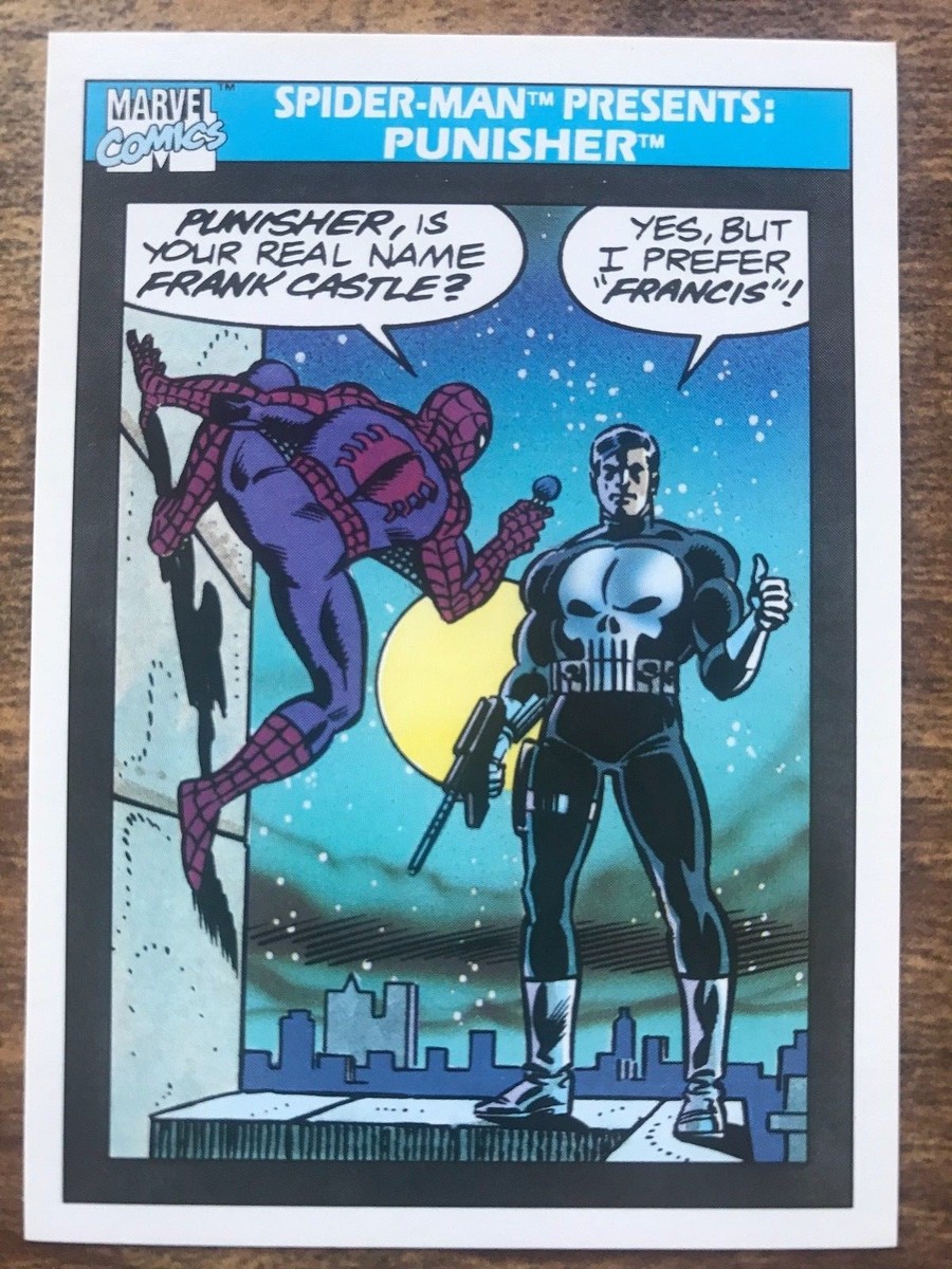 1990 Impel Marvel Universe Card #155 Spider-Man and Punisher NM/MT