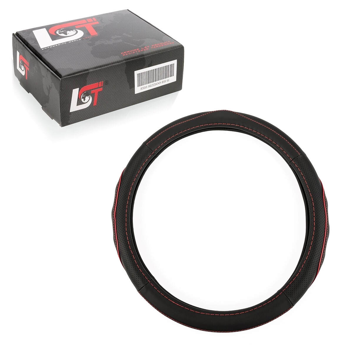 Steering Wheel Cover Ø 38x9cm Anthracite Red for SUZUKI