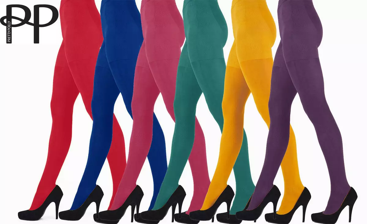 Pretty Polly 60 Denier 3D Coloured Opaque Tights. Red Tights, Purple Tights  Pink