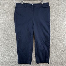 Talbots Women's Cropped Pants Size 10 Blue Mid Rise Straight Leg Front Button